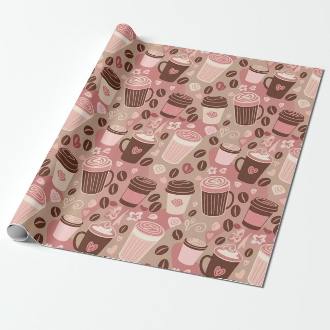 Gemütliches Kaffeetassenmuster (5) Geschenkpapier (Ungerollt)