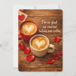 Gemütliches Kaffeetreff zum ersten Valentinstag Feiertagskarte