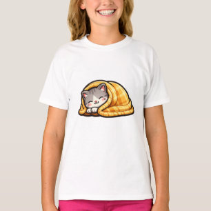 Gemütliches Kätzchen in Decke Cute Kawaii Katzen T T-Shirt