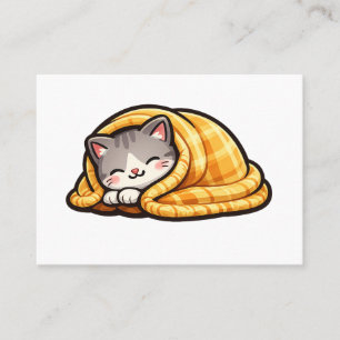 Gemütliches Kätzchen in Decke Süße Kawaii-Katze Ge Telefonnummerkarte