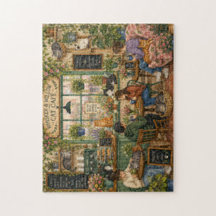 Gemütliches Katzen Café Aquarell-Puzzle   Whimsica Puzzle