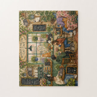 Gemütliches Katzen Café Aquarell-Puzzle | Whimsica Puzzle