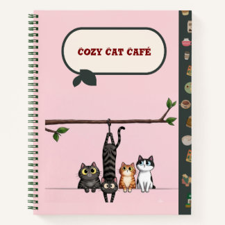 Gemütliches Katzen Café Süße Cartoon-Katzen auf As Notizbuch
