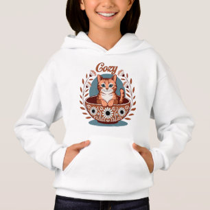 Gemütliches Katzen-Tassendesign Hoodie