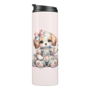 Gemütliches Kawaii Cottagecore Farmcore-Hundedesig Thermosbecher