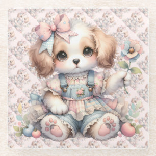 Gemütliches Kawaii Cottagecore Farmcore Hunderouti Glasuntersetzer