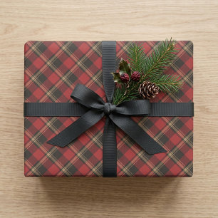Gemütliches klassisches rot-schwarzes Karo-Weihnac Geschenkpapier