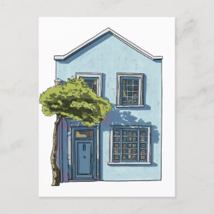 Gemütliches kleines Haus mit Aquarellfarben Postkarte