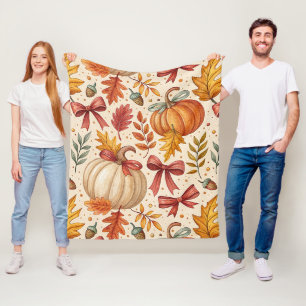 Gemütliches Kürbis-Botanik-Herbst-Nahtloses Muster Fleecedecke
