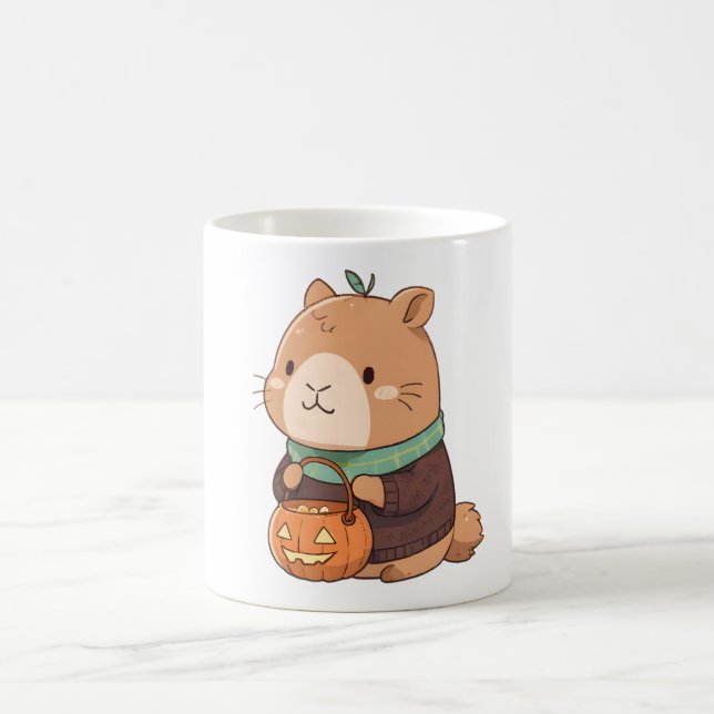 Gemütliches Kürbis-Pullover Capybara Herbstlaub Kaffeetasse (Mittel)