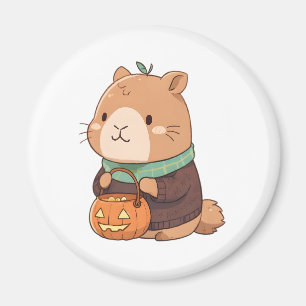 Gemütliches Kürbis-Pullover Capybara Herbstlaub Magnet
