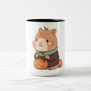 Gemütliches Kürbis-Pullover Capybara Herbstlaub Zweifarbige Tasse