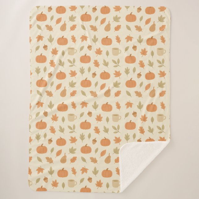 Gemütliches Kürbisgewürz Herbst Nahtloses Muster Sherpadecke (Vorderseite)
