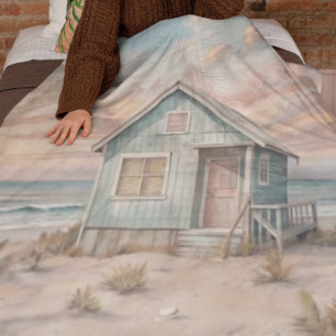 Gemütliches Küstenhaus-Wasserfarbe  Fleecedecke