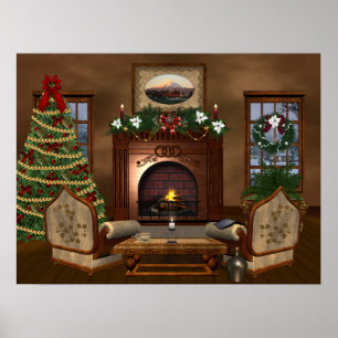 Gemütliches Land-Weihnachtsplakat Poster