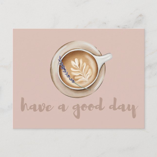 Gemütliches Lavendel-Latte-Art-Design  Postkarte (Vorderseite)