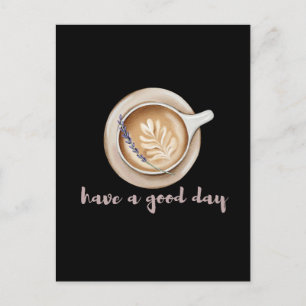 Gemütliches Lavendel-Latte-Art-Design Postkarte
