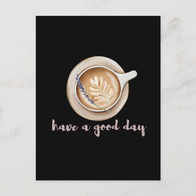 Gemütliches Lavendel-Latte-Art-Design  Postkarte (Vorderseite)