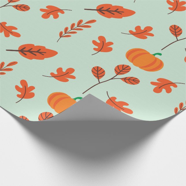 Gemütliches Leaf- und Kürbispapier nahtlos verpack Geschenkpapier (Ecke)