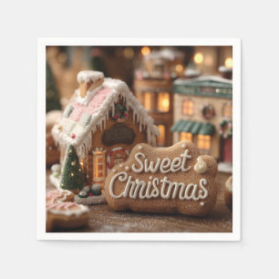 Gemütliches Lebkuchenhäuschen und "Süßes Weihnacht Serviette