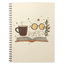 Gemütliches Lesecoffee-Ästhetik-Notizbuch Notizblock