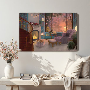Gemütliches Lesesonnenzimmer-Wandcanvas Leinwanddruck