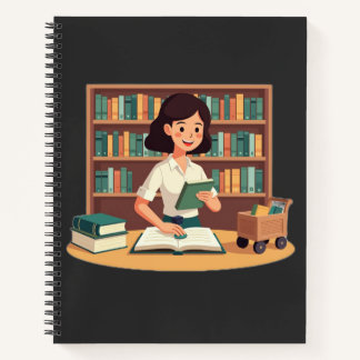 Gemütliches Mädchen liest Bücherregal Notizbuch