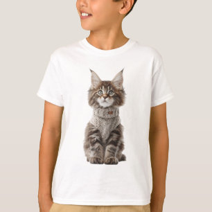Gemütliches Maine-Coon-Kätzchen Strickwaren Kinder T-Shirt