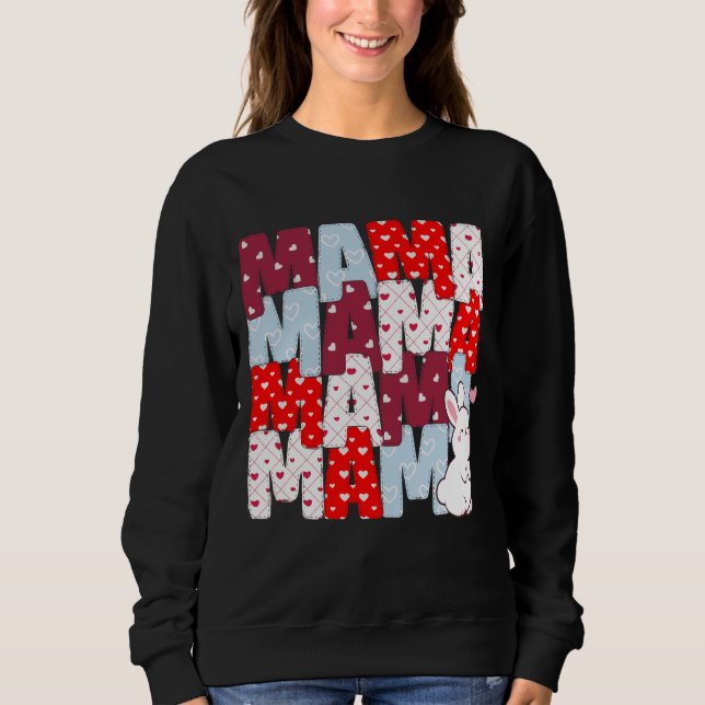 Gemütliches "MAMA" Bunny Stack Sweatshirt für Mama (Vorderseite)