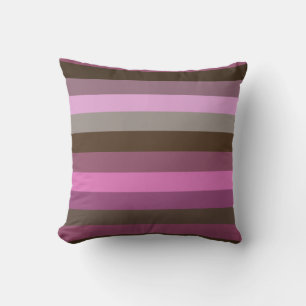 Gemütliches Mauve- und Schokoladen-Retro-Streifenm Kissen