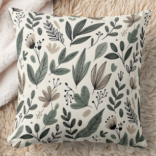 Gemütliches minimalistisches botanisches Blattmust Kissen