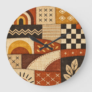 Gemütliches Modernes Patchwork Große Wanduhr