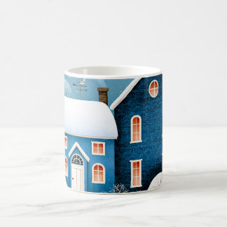Gemütliches Mond-Winterdorf Schneehütte Kaffeetasse