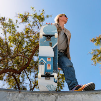 Gemütliches Mond-Winterdorf Schneehütte Skateboard