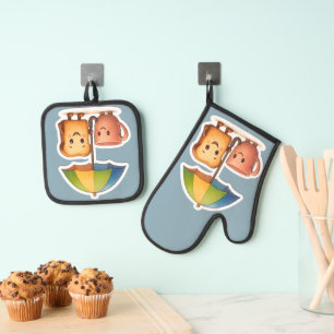 Gemütliches Morgen-Duo ☕🍞 Ofenhandschuh & Topflappen-Set