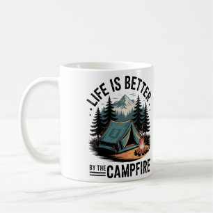 Gemütliches Natur-Abenteuer Camping Lagerfeuer Ber Kaffeetasse