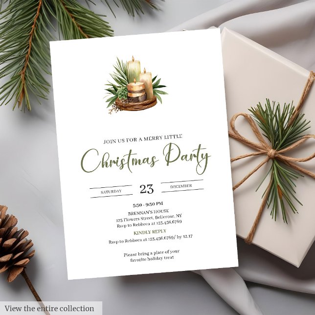 Gemütliches neutrales erdige rustikales minimalist einladung (Cozy Neutral Earthy Rustic Minimalist Christmas Party Invite)