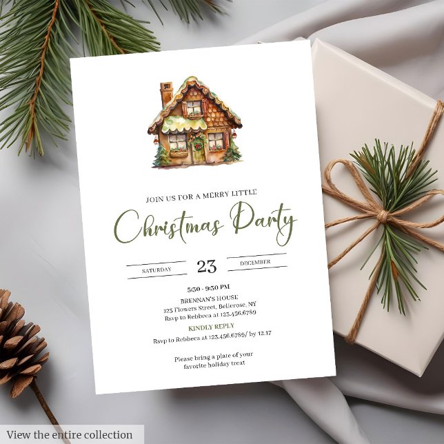Gemütliches neutrales erdige Wasserfarbe Rustikale Einladung (Cozy Neutral Earthy Watercolor Rustic Holiday Party Invitation)