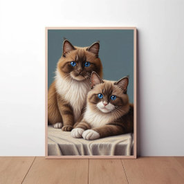Gemütliches Paar Ragdoll Katzen Fluffy Haustier Ar Poster