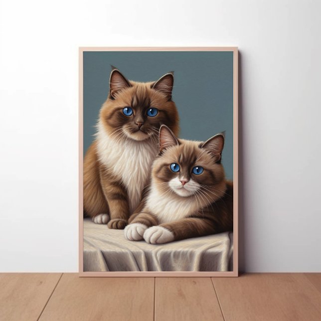 Gemütliches Paar Ragdoll Katzen Fluffy Haustier Ar Poster (Von Creator hochgeladen)