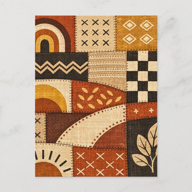 Gemütliches Patchwork Modern Postkarte (Vorderseite)