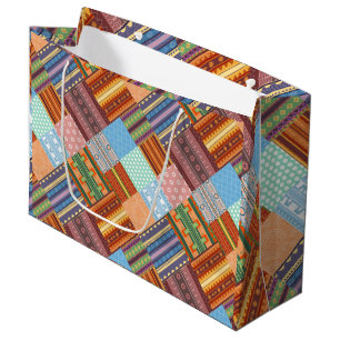 Gemütliches Patchwork-Muster Große Geschenktüte