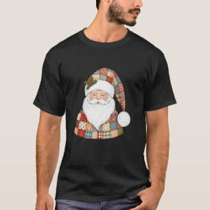 Gemütliches Patchwork-Weihnachtsmann-Design T-Shirt