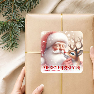 Gemütliches personalisiertes Weihnachtsgeschenk mi Quadratischer Aufkleber