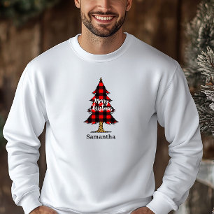 Gemütliches Plaid-Baum-Weihnachts-Hoodie-Outfit im Hoodie
