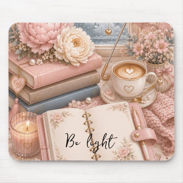 Gemütliches Regenwetter-Blumen-Mauspad editierbar Mousepad (Vorne)