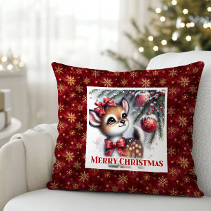 Gemütliches Rehkitz im Schneewald-Geschenkraum Kin Kissen