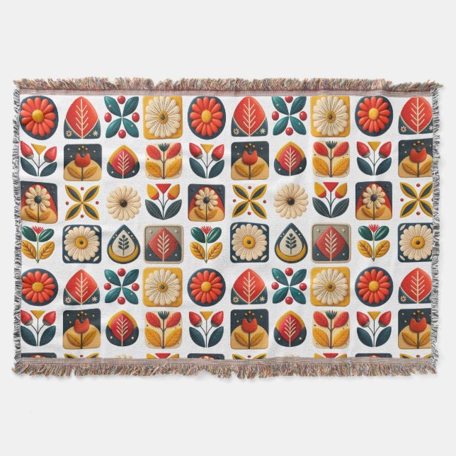 Gemütliches Retro Folkloredesign Decke (Vorderseite)