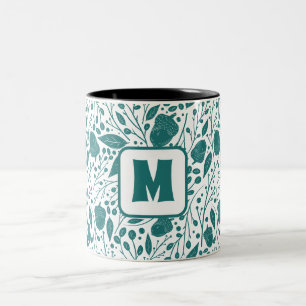 Gemütliches Retro Grün Weihnachten Personalisierte Zweifarbige Tasse