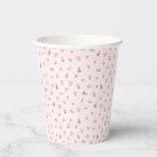 Gemütliches rosa Weihnachtsmuster Pappbecher